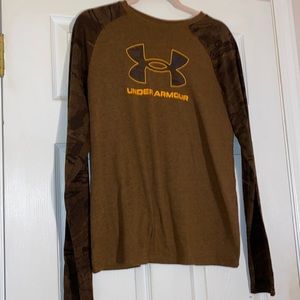 Under Armour Brown Camouflage Long Sleeve Crew Neck Loose Fit Youth XL